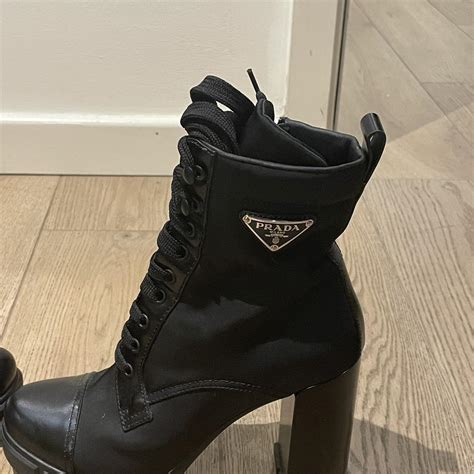 prada black studded heels|prada heeled boots.